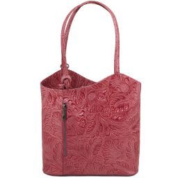 Patty Sac en cuir avec motif floral convertible en sac à dos Vieux Rose TL141676