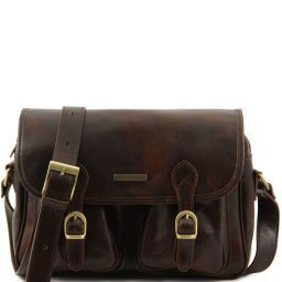 San Marino Bolso de viaje en piel con bolsillos delanteros Marrón oscuro TL10180