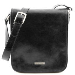TL Messenger Two Compartments Leather Shoulder bag Black TL141255