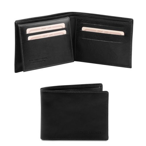 Exklusive Brieftasche Für Herren aus Leder mit 3 Scheinfächern Schwarz TL140760