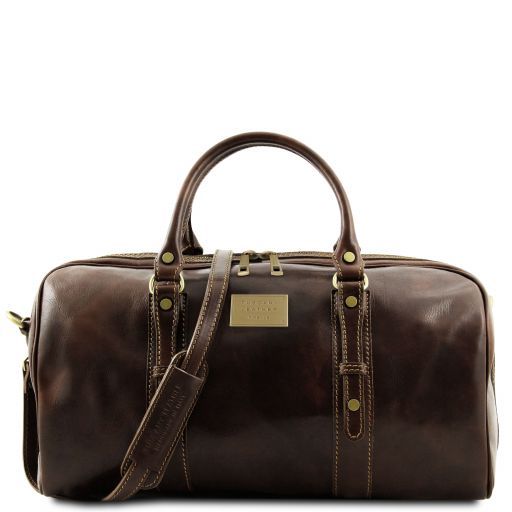 Francoforte Дорожная кожаная сумка Weekender - Маленький размер Темно-коричневый TL140935