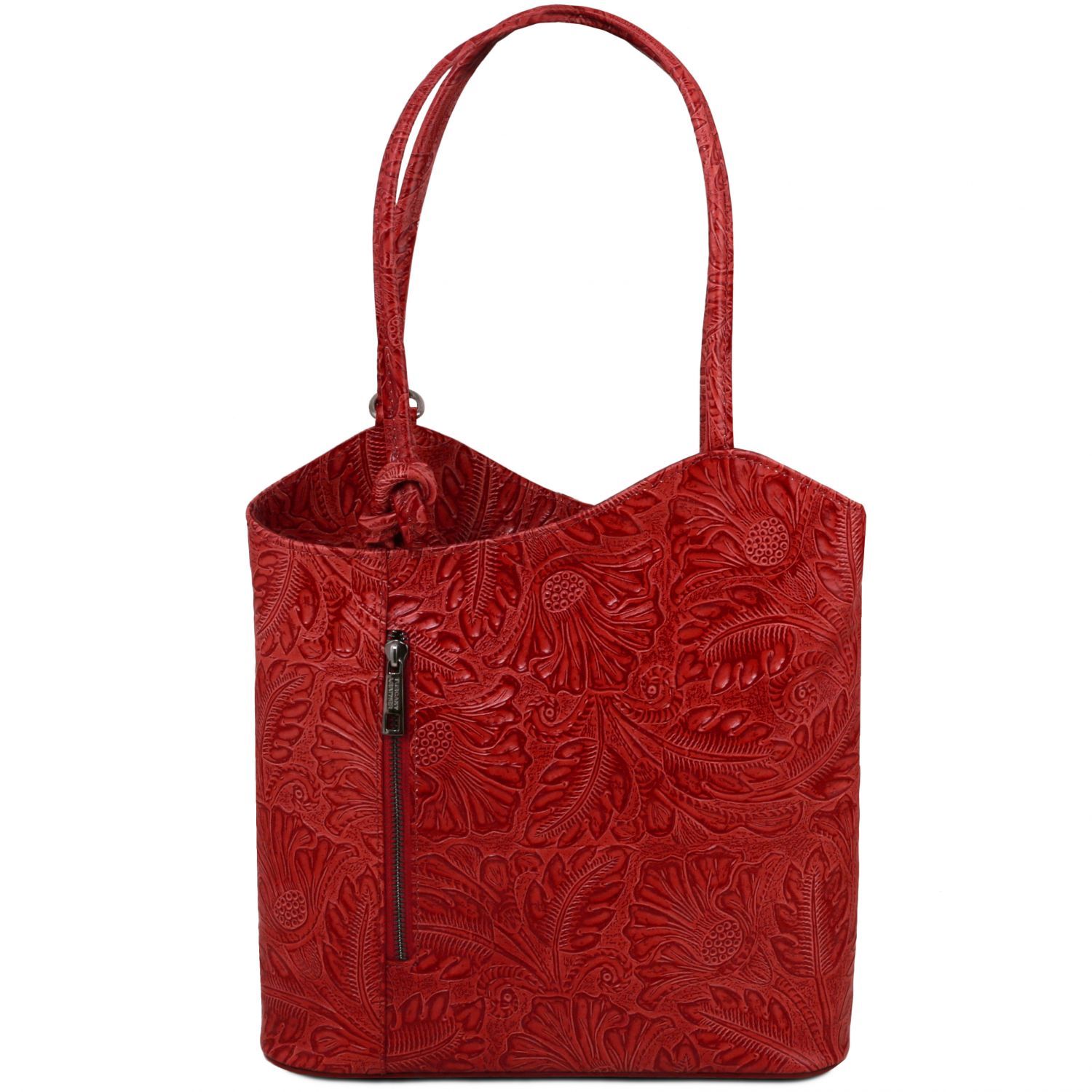 Patty Leather convertible bag with floral pattern Red TL141676