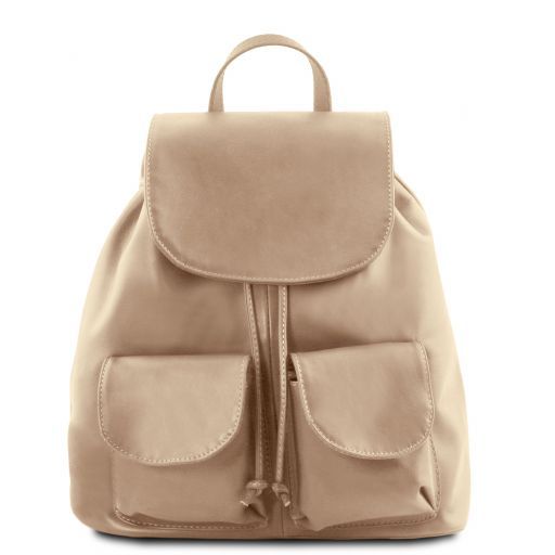 taupe leather backpack