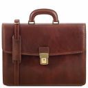 Amalfi Leather Briefcase 1 Compartment Brown TL141351