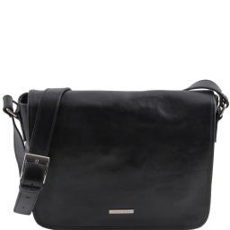 TL Messenger Bolso en piel con bandolera 1 compartimento - Tamaño medio Negro TL141301