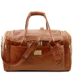 TL Voyager Borsone viaggio in pelle con tasche laterali - Misura grande Miele TL141281