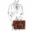 Modena Leather Briefcase 2 Compartments Brown TL141134