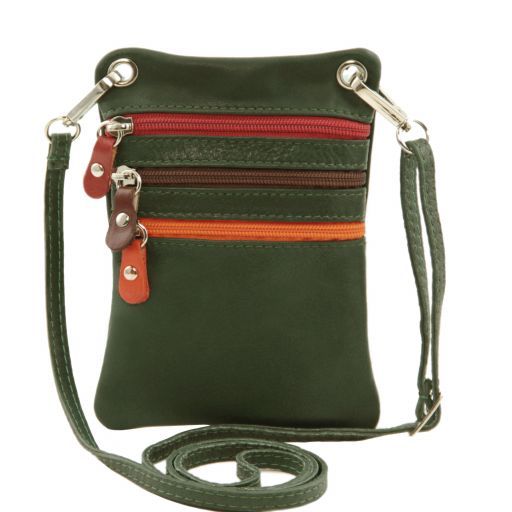 TL Bag Mini Schultertasche aus Weichem Leder Tannengrün TL141094
