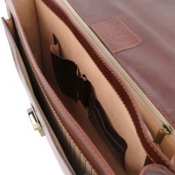 Napoli 2 compartments leather briefcase with front pocket Коричневый TL141348
