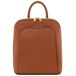TL Bag Saffiano Leather Backpack for Women Cognac TL141631