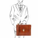 Cremona Leather Briefcase 3 Compartments Honey TL141732