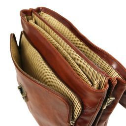 Alessandria Cartella Porta notebook TL SMART multiscomparto in pelle Testa di Moro TL141448