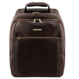 Phuket Mochila en piel porta ordenador con 3 compartimientos Marrón oscuro TL141402