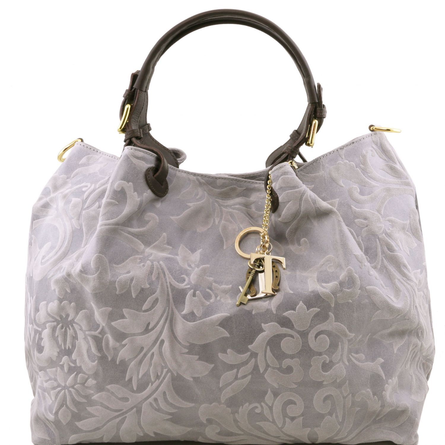 light grey suede bag