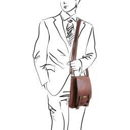 Roby Bolso para hombre en piel con bandolera y hebillas Marrón oscuro TL141406
