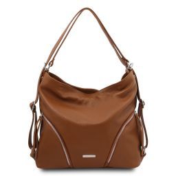 TL Bag Borsa al hombro en piel suave convertible en mochila Cognac TL141938