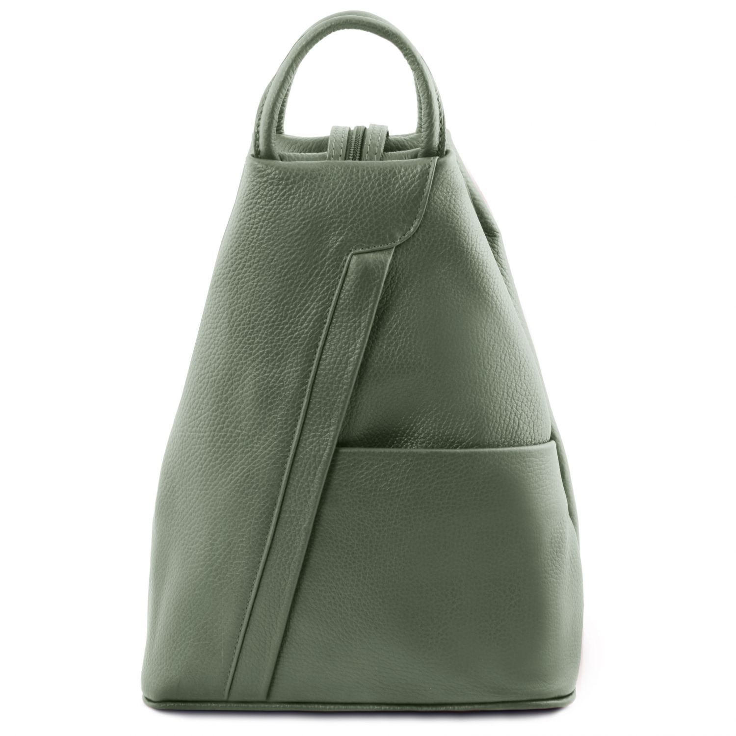 leather backpack green