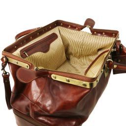 Siviglia Maulbügelreisetasche aus Leder mit Doppel-Boden und zwei Rollen Honig TL141451