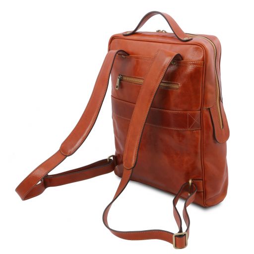 large leather laptop backpack