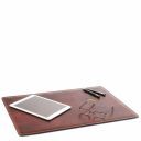 Premium Office Set Leather Desk Pad, Mouse pad and Valet Tray Brown TL142088