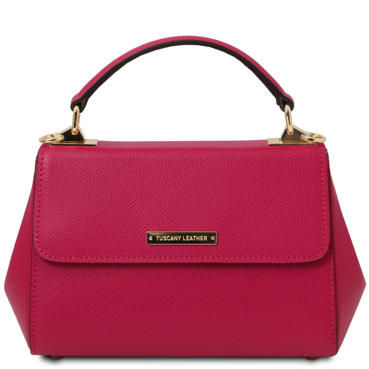 fuchsia leather handbag