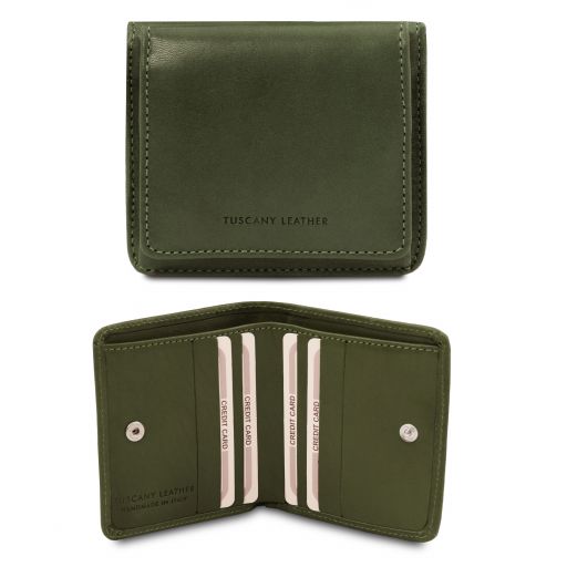Exclusive Leather Wallet With Coin Pocket Green TL142059