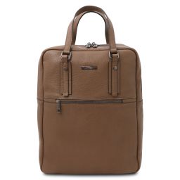 TL Bag Sac à dos en cuir souple avec 2 compartiments Taupe foncé TL142136