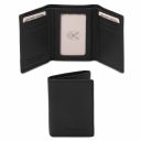 Exklusive Brieftasche aus Weichem Leder mit 3 Scheinfächern Schwarz TL142086