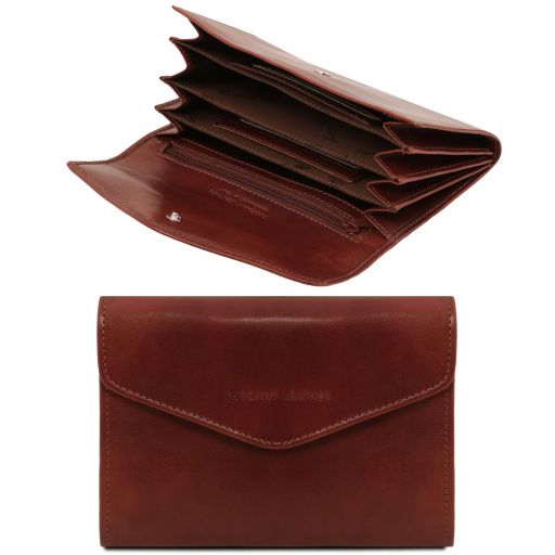 Exclusive Leather Accordion Wallet for Women Brown TL140786