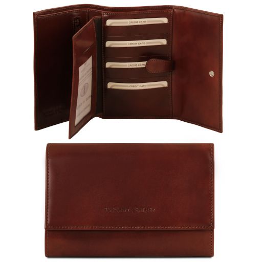 Exclusive 4 Fold Leather Wallet for Women Brown TL140796