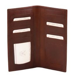 Exclusive Vertical 2 Fold Leather Wallet Brown TL140784