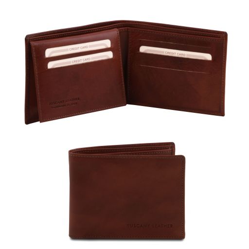 Эксклюзивный кожаный бумажник тройного сложения для мужчин Коричневый TL140760