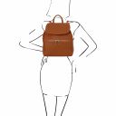 Elba Soft Leather Backpack for Women and 3 Fold Leather Wallet With Coin Pocket Cognac TL142153