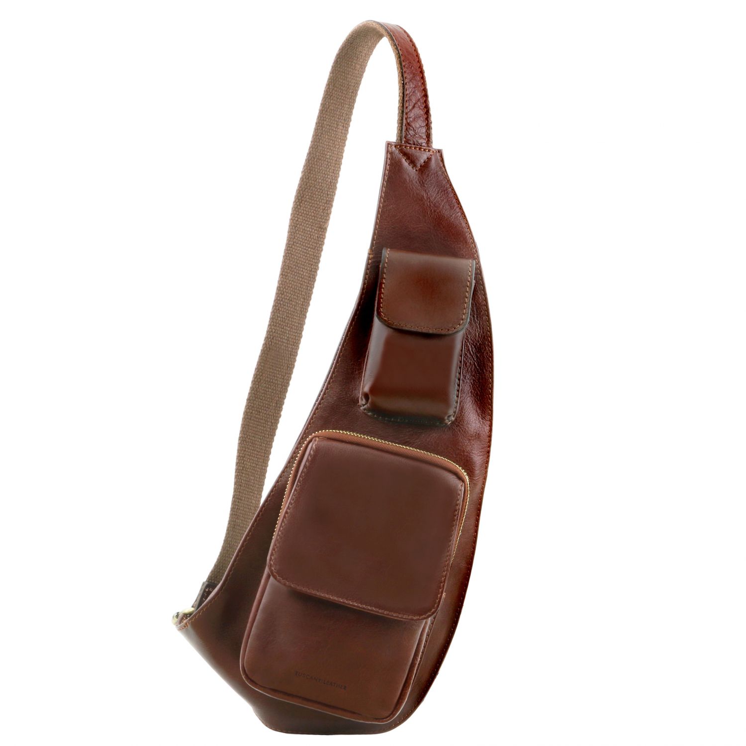 Italian Veg Tan Shoulder Cross Body Messenger Travel Bag Holster Made In Italy