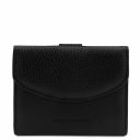 Lipari Schultertasche aus Leder und Brieftasche aus Leder mit 3 Scheinfächern und Münzfach Schwarz TL142154