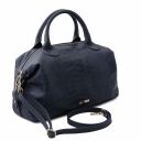 TL Bag Maxi Bauletto aus Weichem Leder mit Kroko-Prägung Dunkelblau TL142121