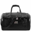 TL Voyager Travel Leather bag With Side Pockets - Large Size Black TL142135