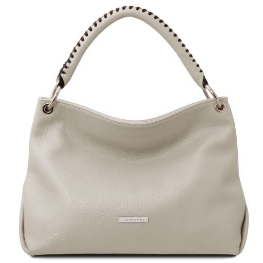 TL Bag Soft leather handbag Light grey TL142087