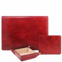 Premium Office Set Leather Desk Pad, Mouse pad and Valet Tray Красный TL142088
