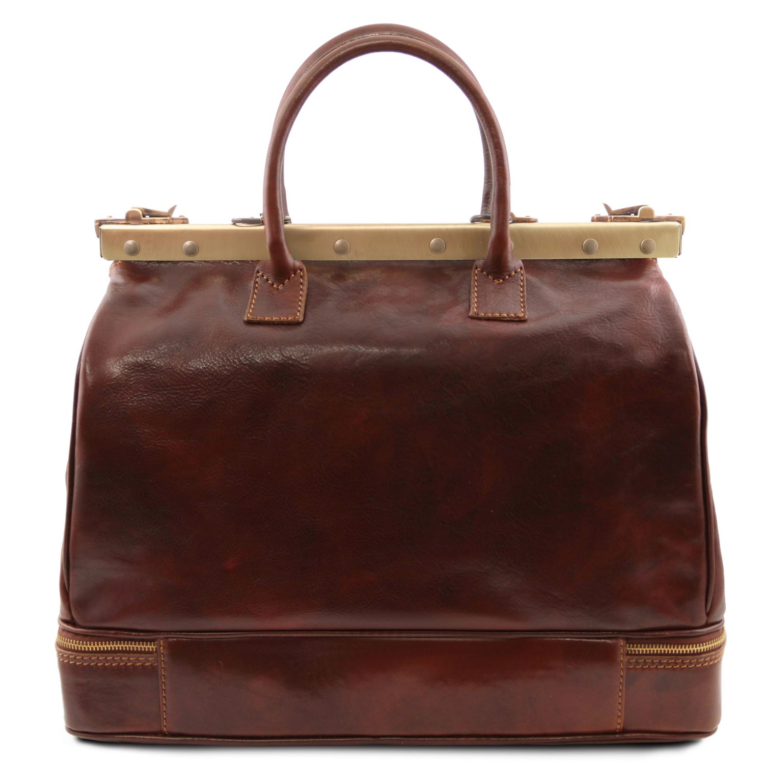 Barcellona Doublebottom Gladstone Leather Bag Brown TL141185