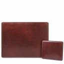 Office Set Leather Desk pad With Inner Compartment and Mouse pad Brown TL142161