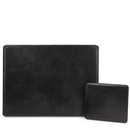 Office Set Leather desk pad with inner compartment and mouse pad Black TL142161