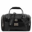 TL Voyager Reisetasche aus Leder mit 2 Reissverschluss Seitentaschen - Klein Schwarz TL142142