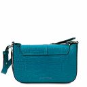 Noemi Croc Print Leather Clutch Handbag Turquoise TL142065