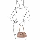 TL Bag Soft Leather Clutch With Chain Strap Nude TL142184