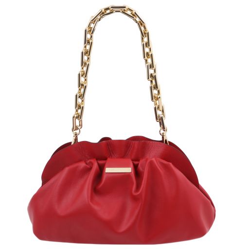 TL Bag Clutch aus Weichem Leder mit Schulterkette Lipstick Rot TL142184