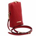 TL Bag Mini Schultertasche aus Weichem Leder im Steppdesign Lipstick Rot TL142169