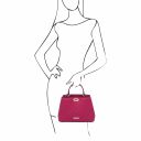 TL Bag Handtasche aus Weichem Leder im Steppdesign Fucsia TL142132