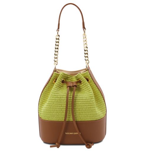 TL Bag Straw Effect Bucket bag Green TL142207
