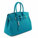 TL Bag Leather Handbag With Golden Hardware Turquoise TL141529